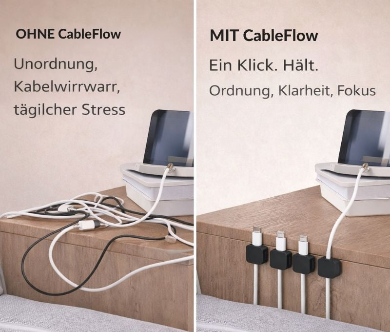 CableFlow – Selbstklebendes Kabelmanagement für Ordnung im Homeoffice